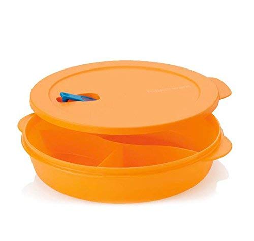 Tupperware Crystalwave Divided Dish in Coral Crush/Melon