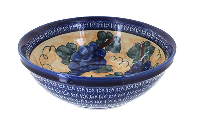 Polish Pottery Grapes Large Serving Bowl