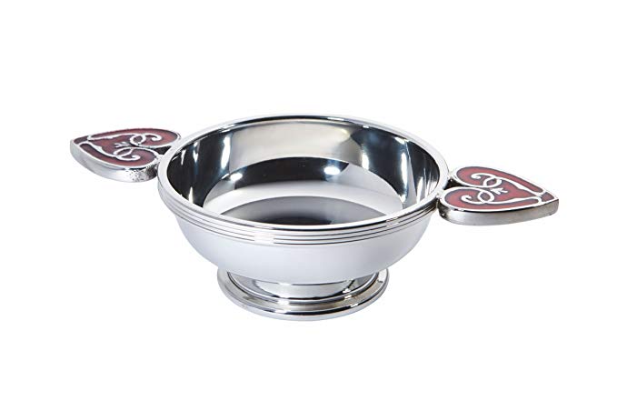 Wentworth Pewter - Heart The Highlands Pewter Quaich Whisky Tasting Bowl Loving Cup Burns Night Red Hearts