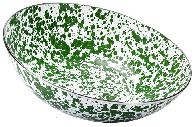 Enamelware - Green Swirl 5 Quart Catering Bowl