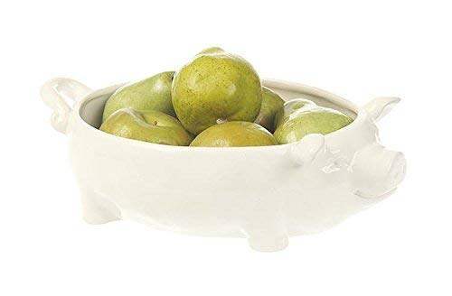 Dolomite Pig Bowl Serving Display Dish White Finish Country Farm Home Kitchen D
