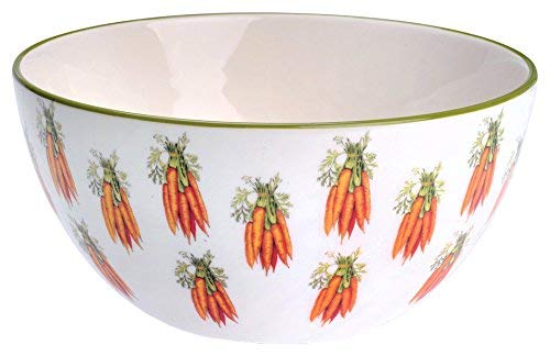 Boston International Eddie and Carrots Ceramic Salad Bowl, 10-Inch, Orange