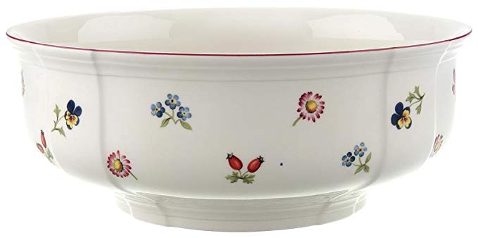Petite Fleur Round Vegetable Bowl by Villeroy & Boch - Premium Porcelain - Made in Germany - Dishwasher and Microwave Safe - 9.75 Inches