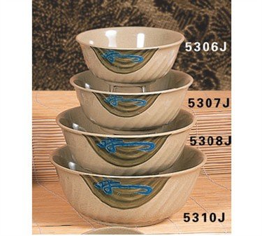 Thunder Group 12-Pack WEI Collection Swirl Bowl, 9-Inch Diameter, Brown