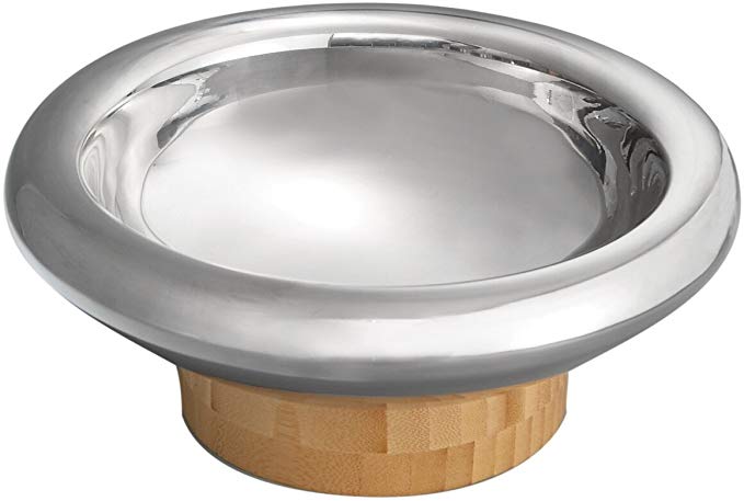 Nambe Zen Bowl, 10-Inch, Wood with Stainless Steel