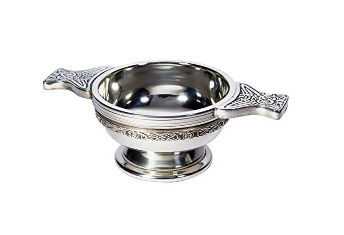 Wentworth Pewter - Small Celtic Band Pewter Quaich Whisky Tasting Bowl Loving Cup Burns Night