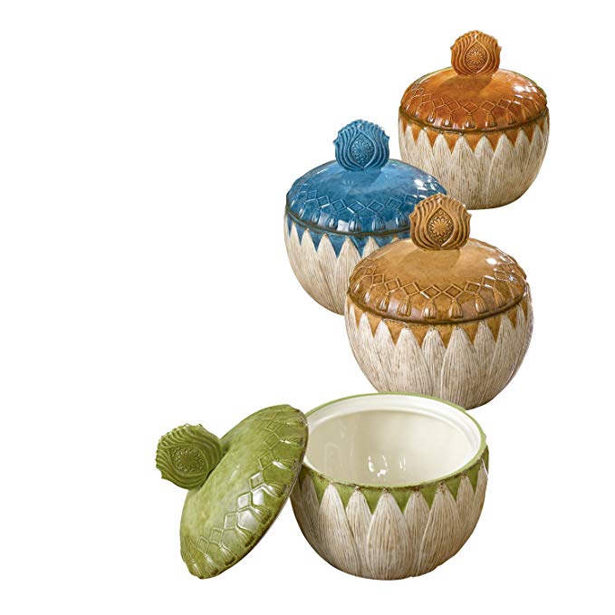 Grasslands Road Indian Summer 10-Ounce Tureen, 6-Inch by 5-Inch, 4 Colors, Set of 4