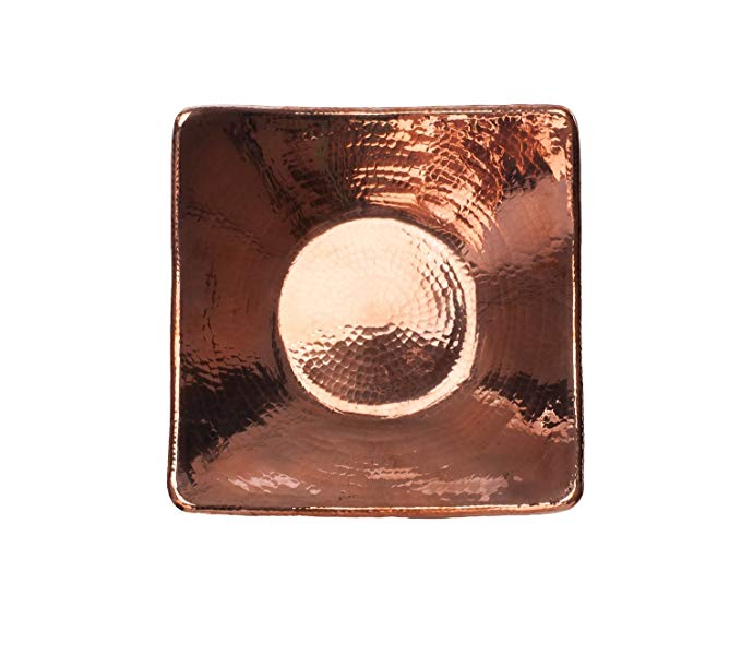 Sertodo Copper, Flat Earth Centerpiece, Hand Hammered 100% Pure Copper, 10 inch square