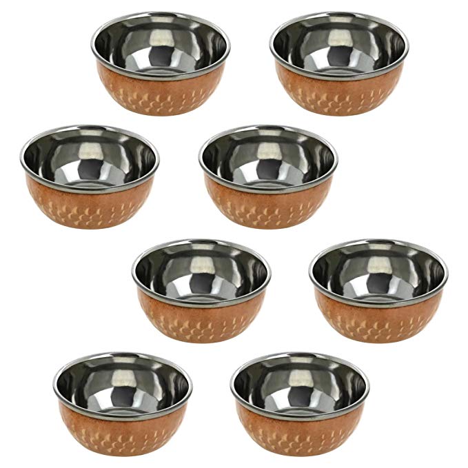 Serveware Katoris Indian Utensils Copper Dinnerware Serving Bowl Set of 8