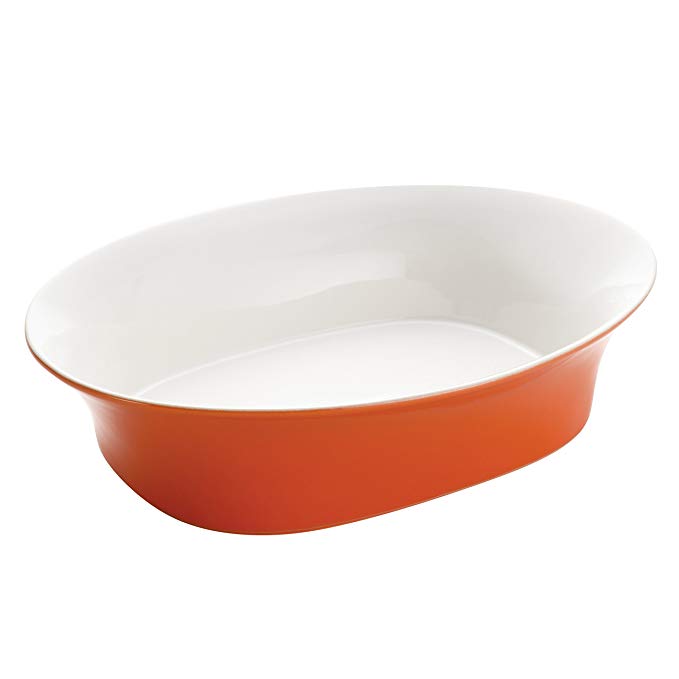 Rachael Ray Dinnerware Round and Square Collection 14-Inch Oval Serving Bowl, Orange