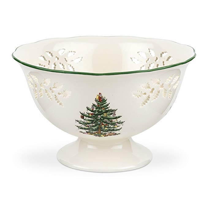 Spode Christmas Tree Pierced Footed Compote