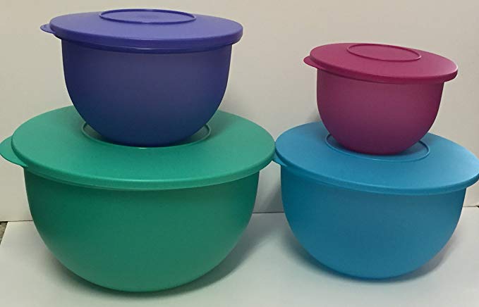 Tupperware Impressions Mixing Serving Storage Bowls 4pc Set 2016 Colors New