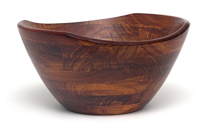 Lipper International 2174 Cherry Finished Wavy Rim Serving Bowl for Fruits or Salads, Large, 11.75