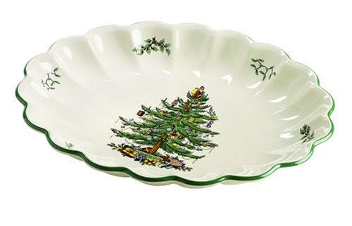 Spode Christmas Tree Oval Fluted Dish