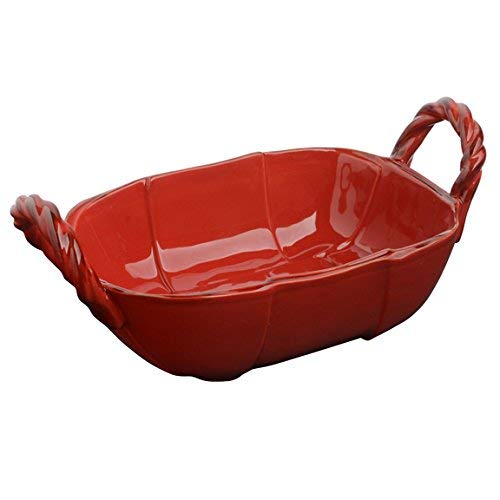 Italian Dinnerware - Woven Bowl with Handles - Handmade in Italy from our Rosso Collection