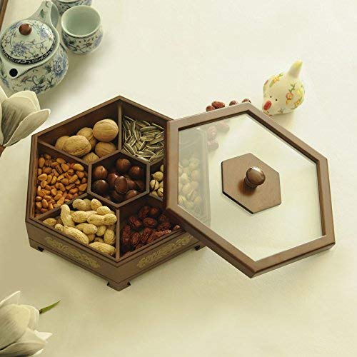 LXCC European Style Solid Wood Fruit Dish Candy Box Compartment Cover