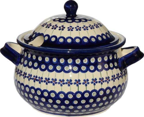 Polish Pottery Soup Tureen From Zaklady Ceramiczne Boleslawiec 1004-166a Floral Peacock Pattern, 13.4 Cups
