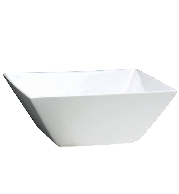 Fortessa Fortaluxe SuperWhite Vitrified China Dinnerware, Plaza 10-Inch by 2-Inch Deep Square Serving Bowl