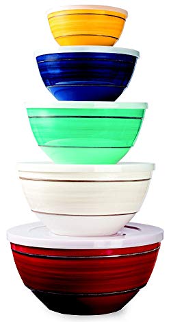 Melamine 10-Piece Bowl Set Includes Lids, 5 Sizes