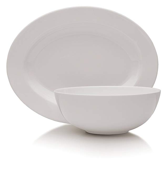 Mikasa Delray 14-Inch Oval Platter and 9-Inch Vegetable Bowl Set