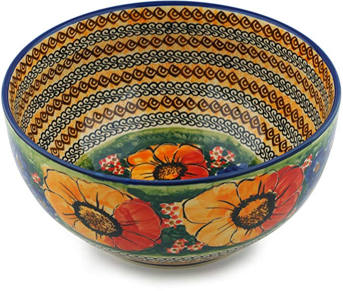 Polish Pottery Bowl 9-inch (Bright Beauty)