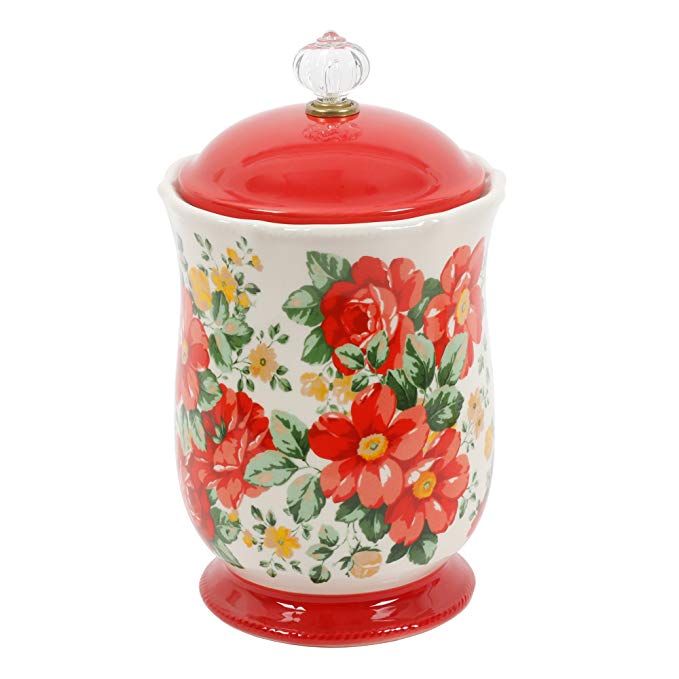 Pioneer Woman Pioneer Vintage Floral 10 Inches Canister with Acrylic Knob