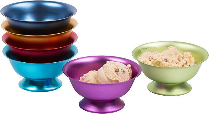 5 oz. Retro Aluminum Bowls Set of 6 by Trademark Innovations (Assorted Colors)