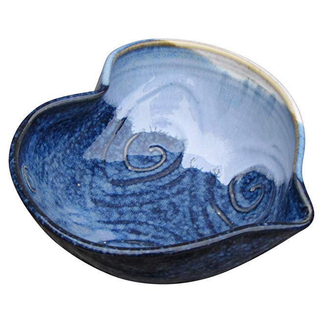 Small Heart Shaped Decorative Serving Bowl Handmade in Ireland. Original Design Tableware Dish Measures 6” with Hand-Glazed Spiral Finish