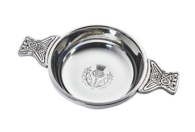 Wentworth Pewter - Thistle Pewter Quaich Whisky Tasting Bowl Loving Cup Burns Night