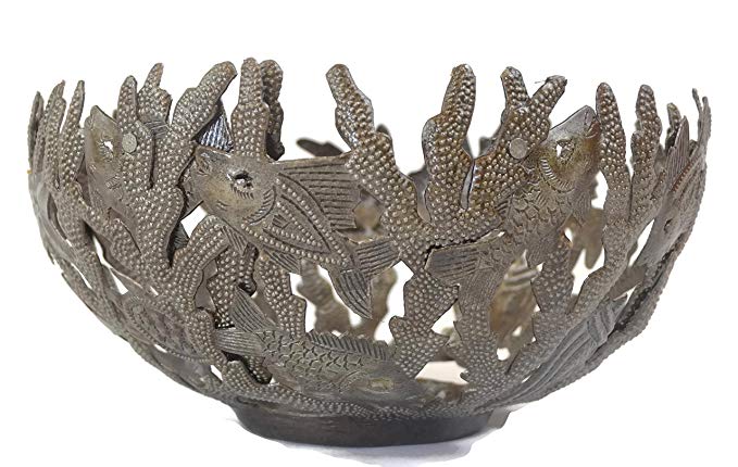 Handmade Metal Bowl, Sea Life Design Fruit Bowl, 7