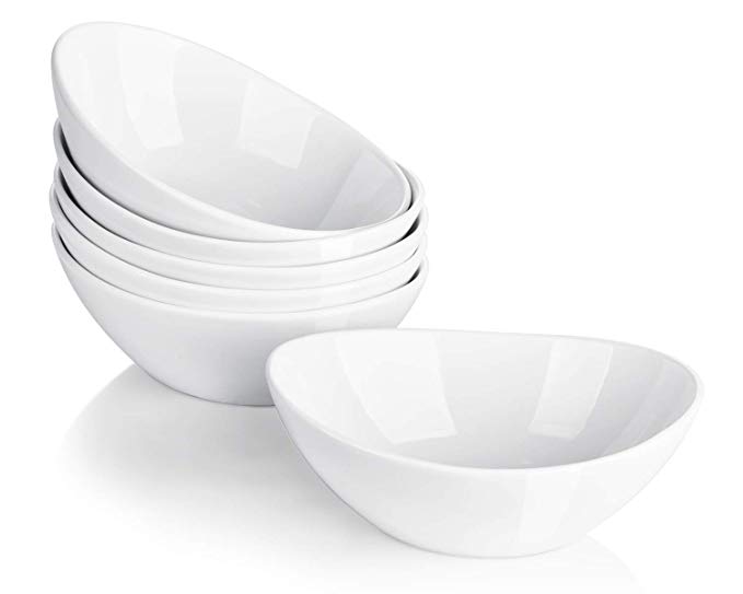 Lifver 7-inch/16oz Porcelain Salad bowl/Cereal bowl /Dessert bowl/Soup bowl set, Natural White, Set of 6