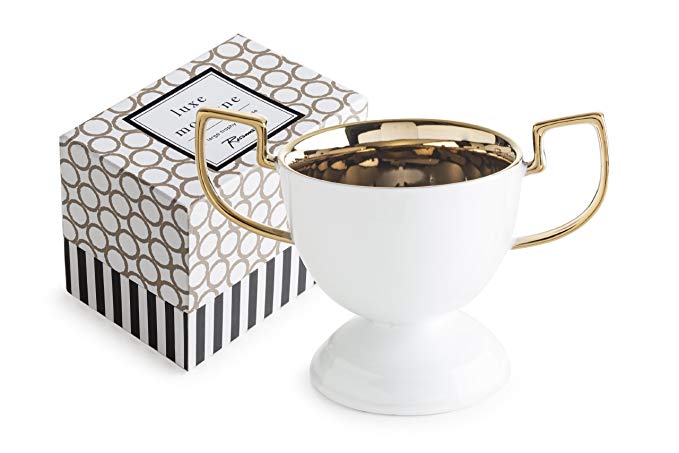 Rosanna 94940 Luxe Moderne Trophy Bowl, Medium, White/Gold