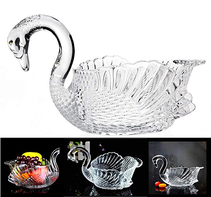 Crystal Swan Serving Bowl Centerpiece For Home,Office,Wedding Decor